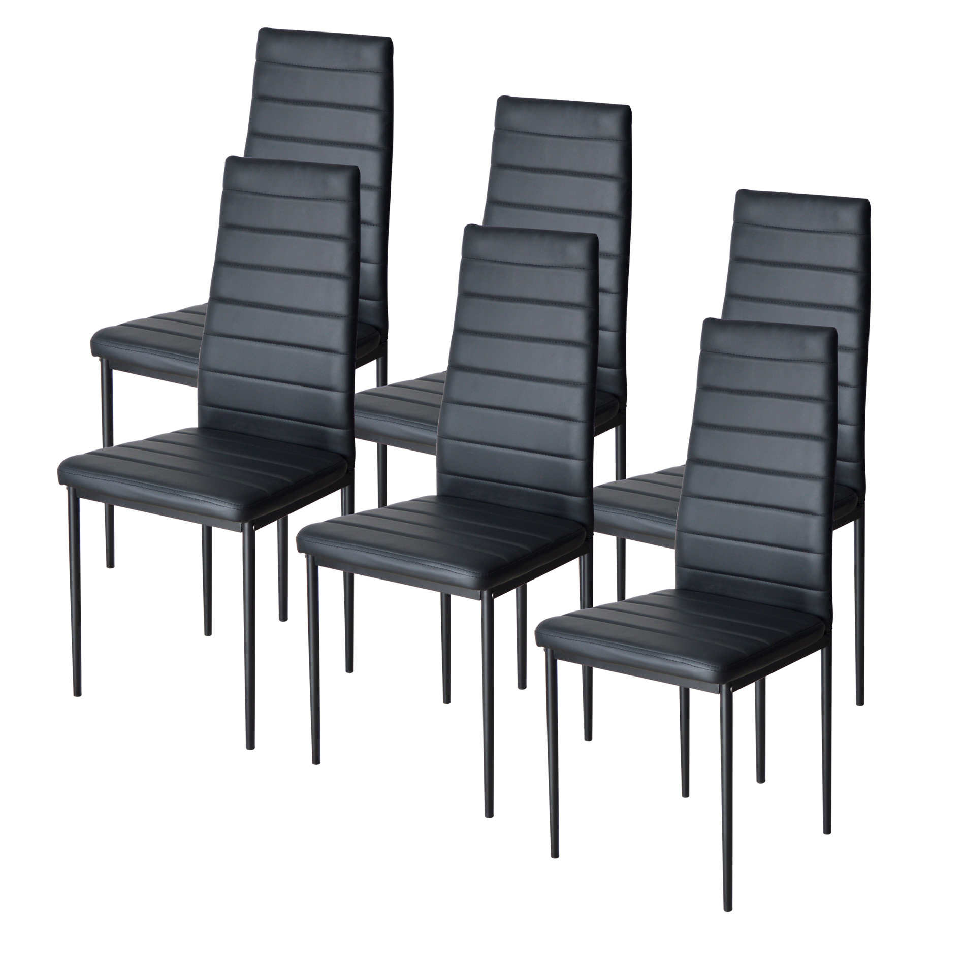 Set of 6 Black Dining Chairs Kitchen Room Furniture Backrest Elegant